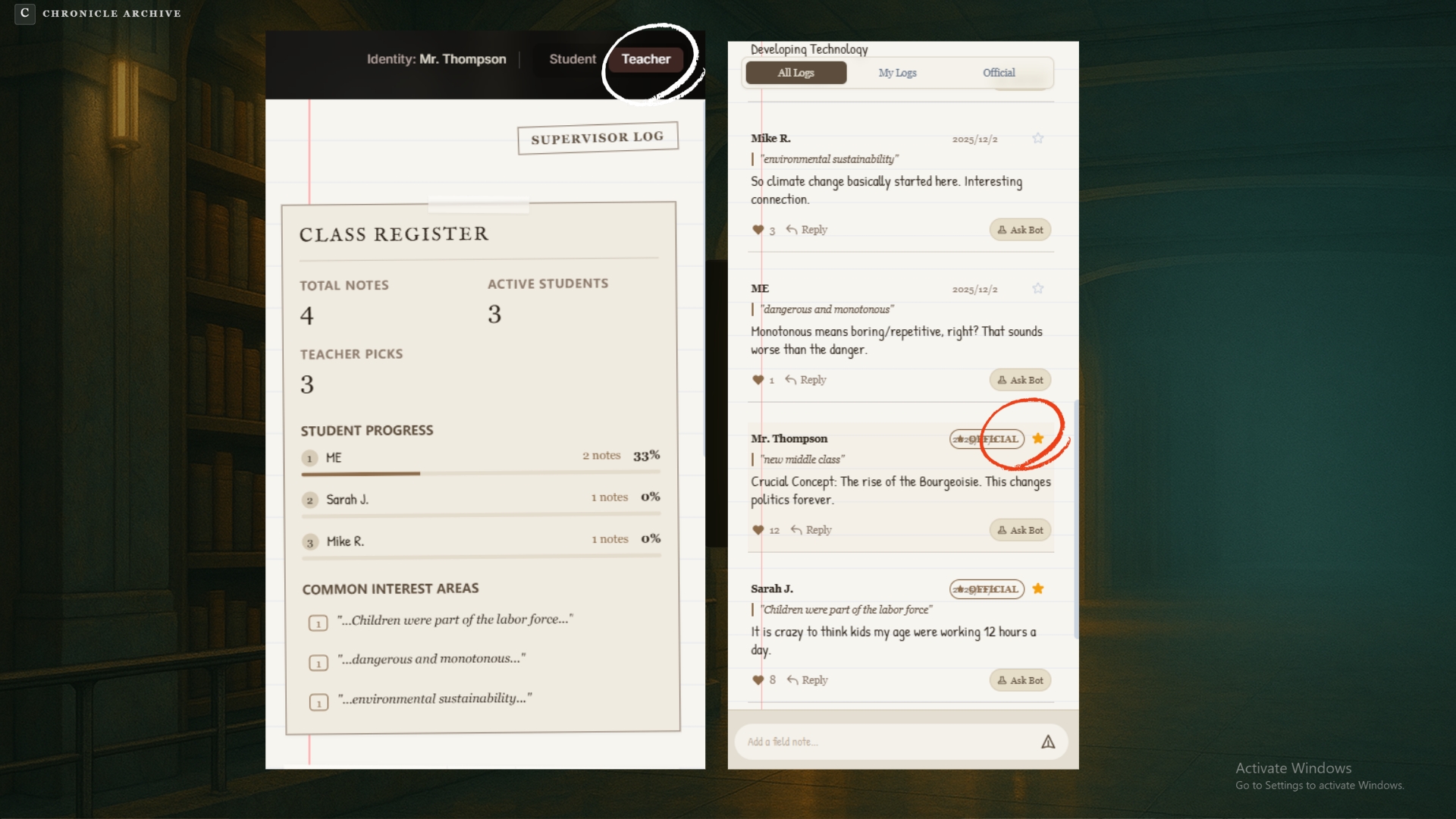 Teacher Dashboard